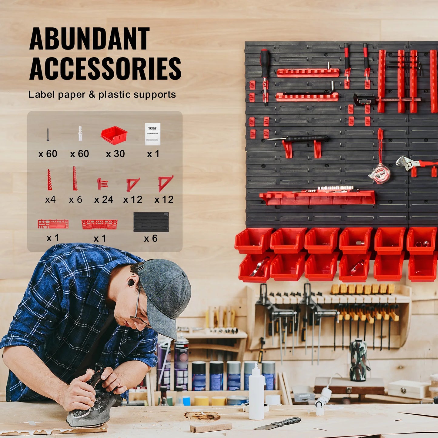 SucceBuy Wall Mounted Storage Bins Rack For Garage Tools