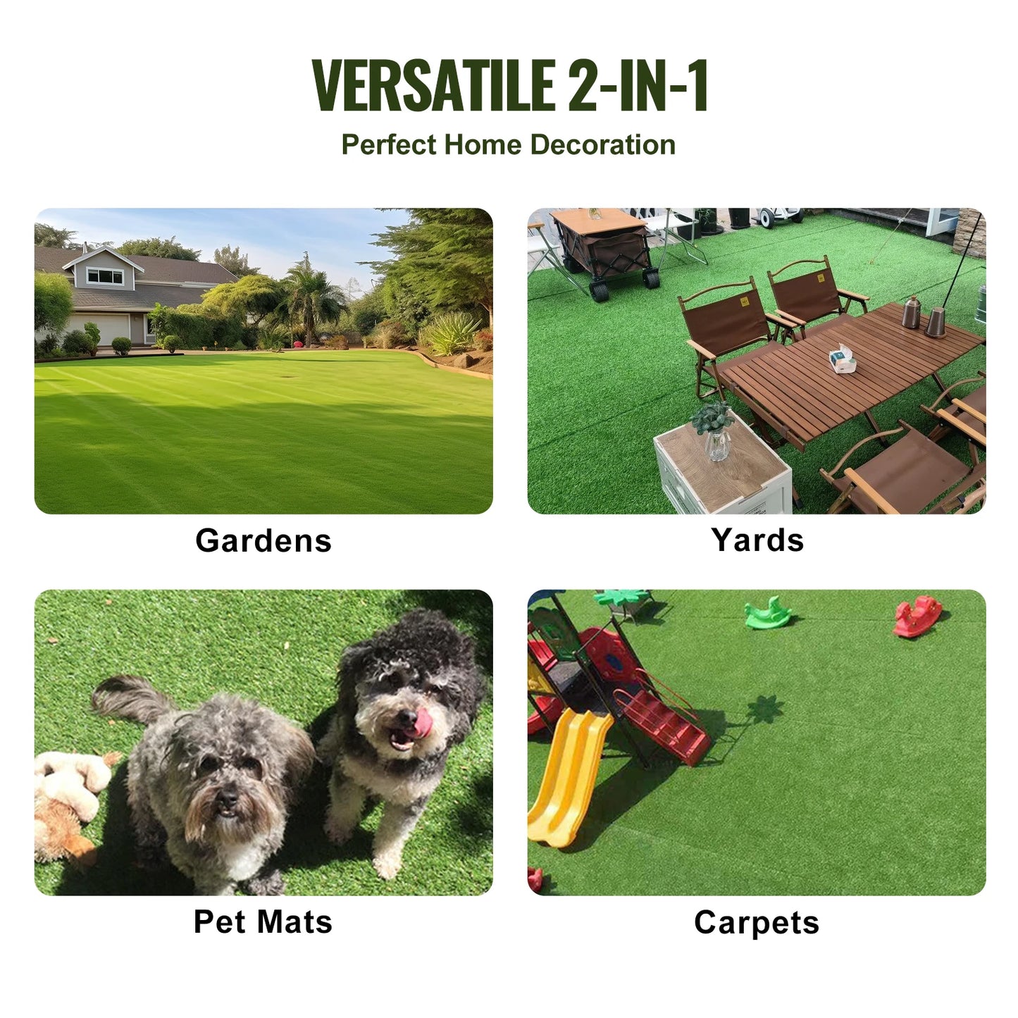 SucceBuy Artificial Grass Rug Turf Outdoor Mat Patio