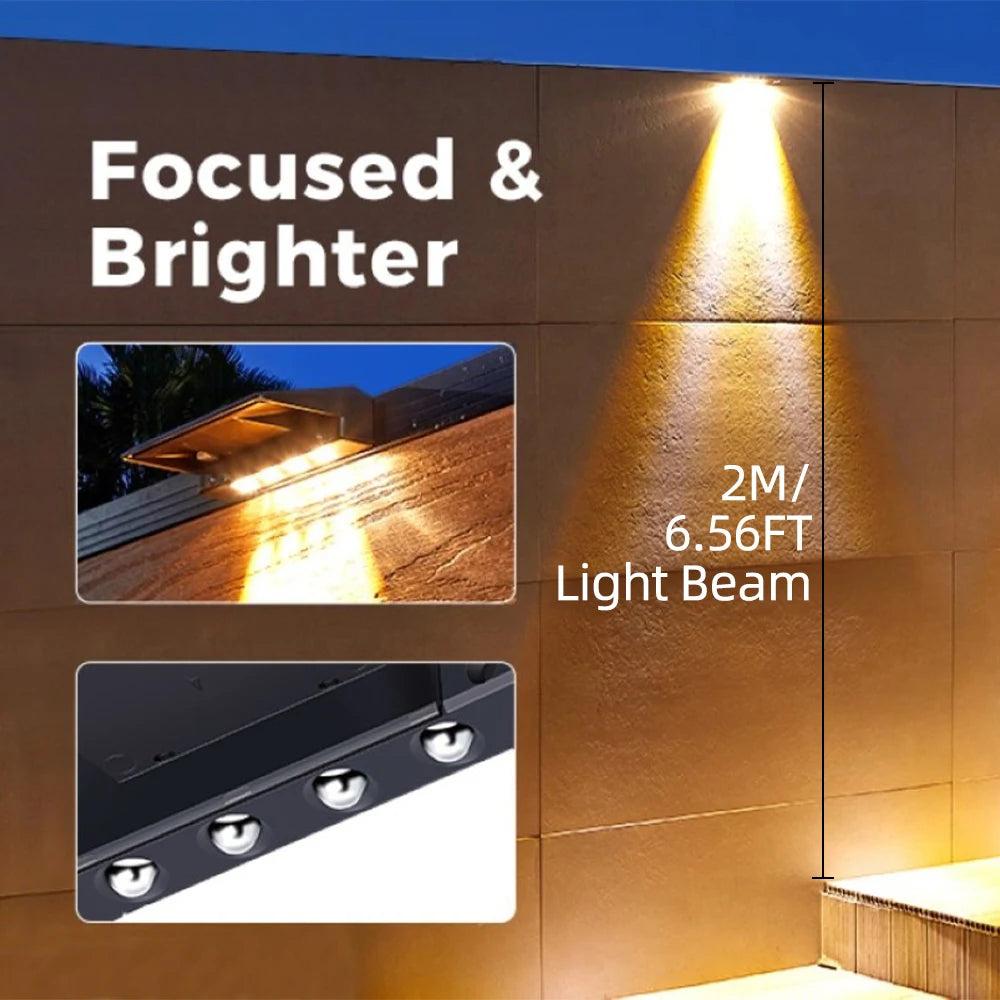2 Pack Solar Fence Lights,Wall Lights Outdoor,IP44 Waterproof Fence Solar Lights Outdoor for Backyard,Wall,Deck,Porch,Step