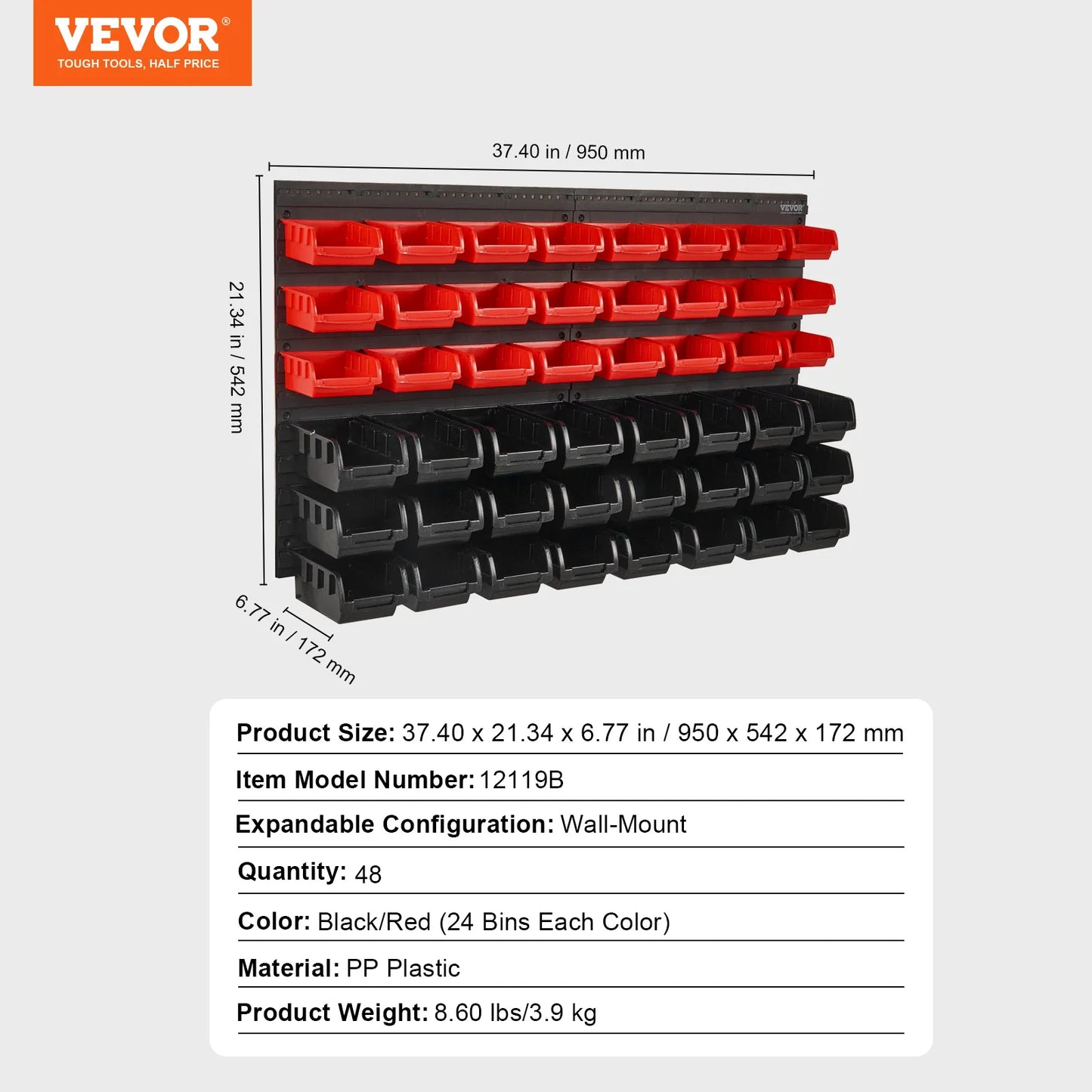 SucceBuy Wall Mounted Storage Bins Rack For Garage Tools