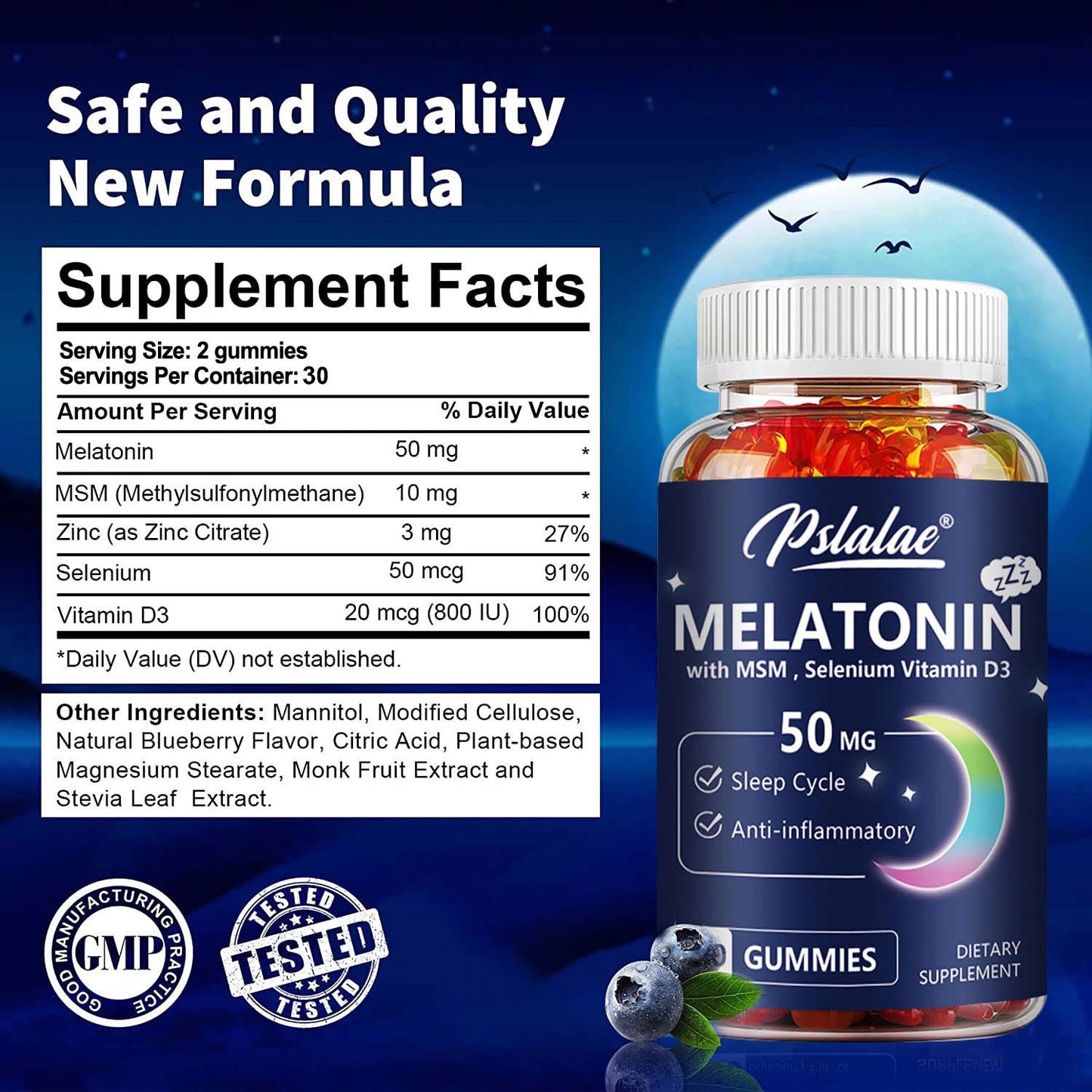 Melatonin Gummies - Sleep Aid, Improve Sleep Quality and Support Deep Sleep - 60 Gummies