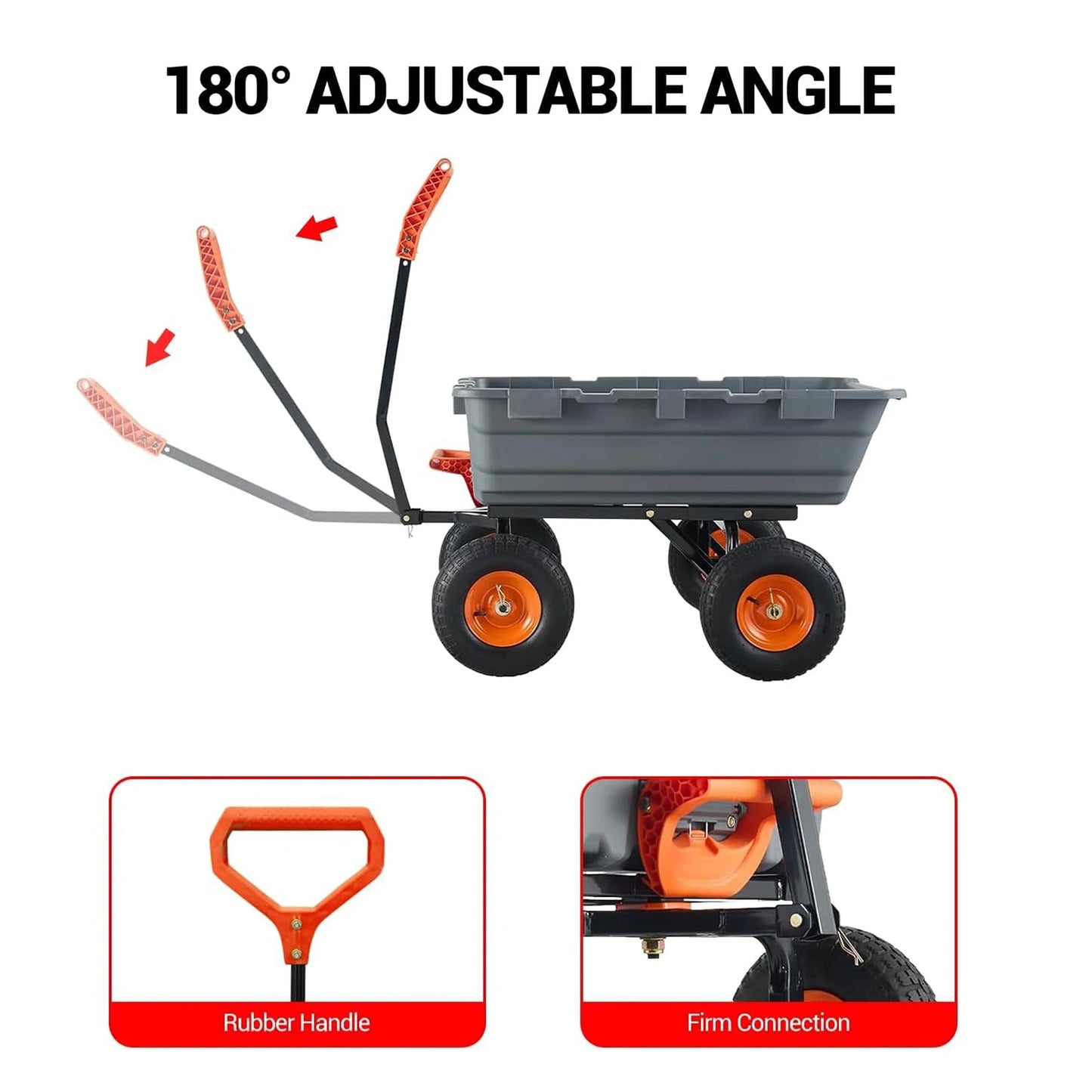 HiMISSH Garden Cart Poly Dump Wagon with Steel Frame