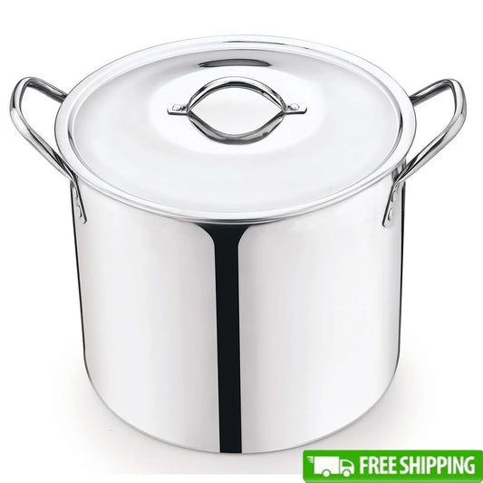 Stainless Steel Stock Pot With Lid Heavy Duty Cookware