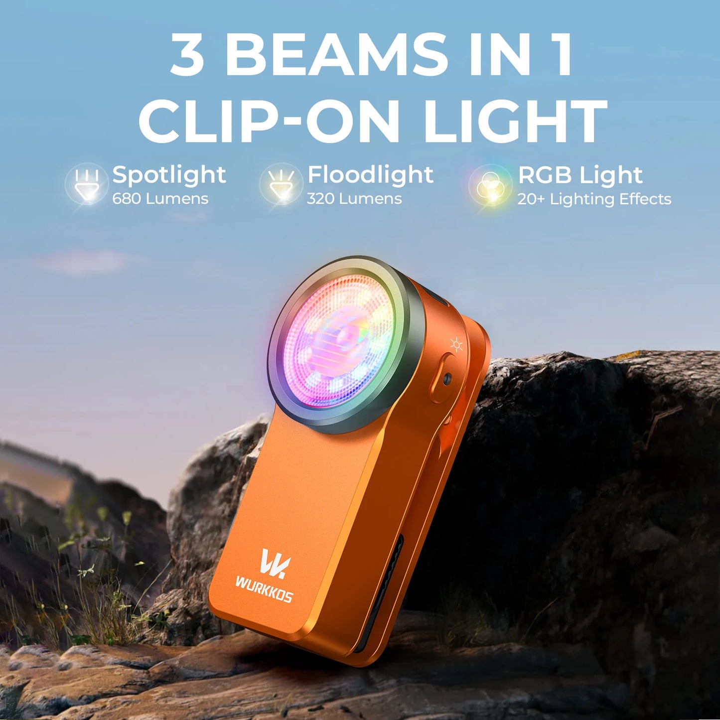 Wurkkos HD03 USB Rechargeable Mini Clip Light Flashlight RGB Magnet