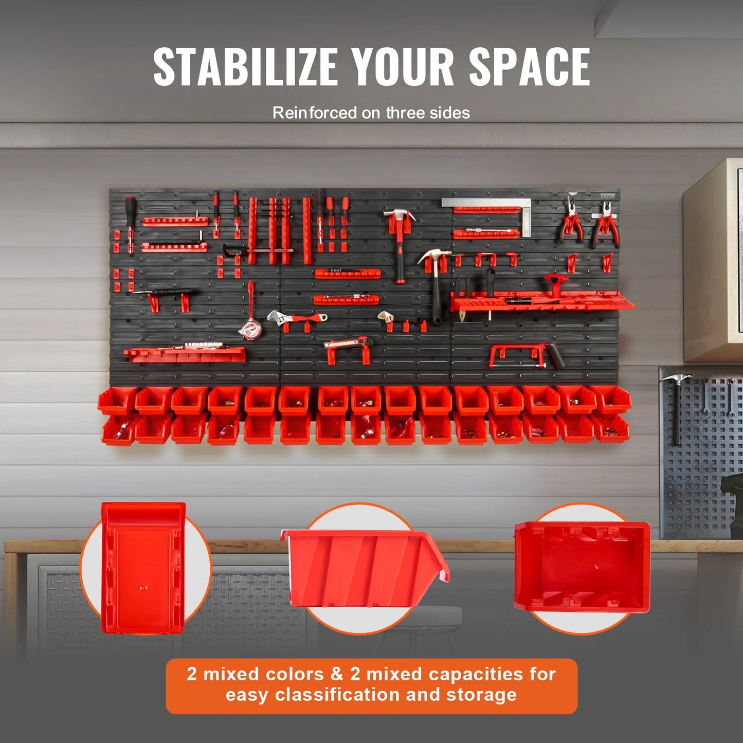 SucceBuy Wall Mounted Storage Bins Rack For Garage Tools