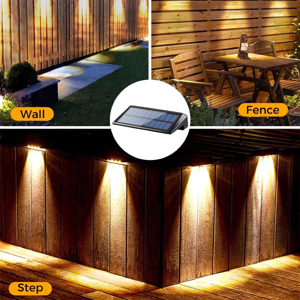2 Pack Solar Fence Lights,Wall Lights Outdoor,IP44 Waterproof Fence Solar Lights Outdoor for Backyard,Wall,Deck,Porch,Step