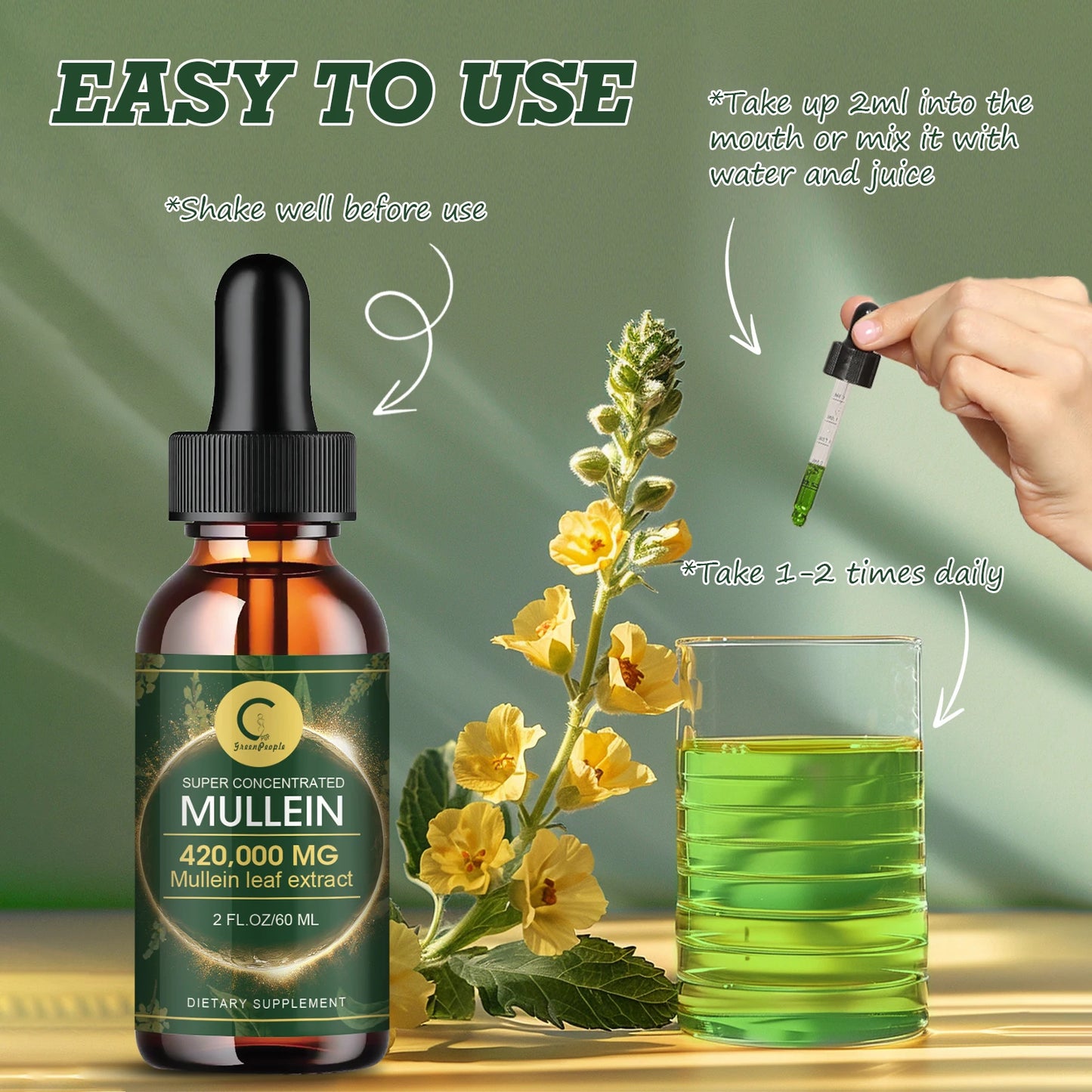 IMATCHME Mullein Leaf Extract Drops for Lung Support and Immunity