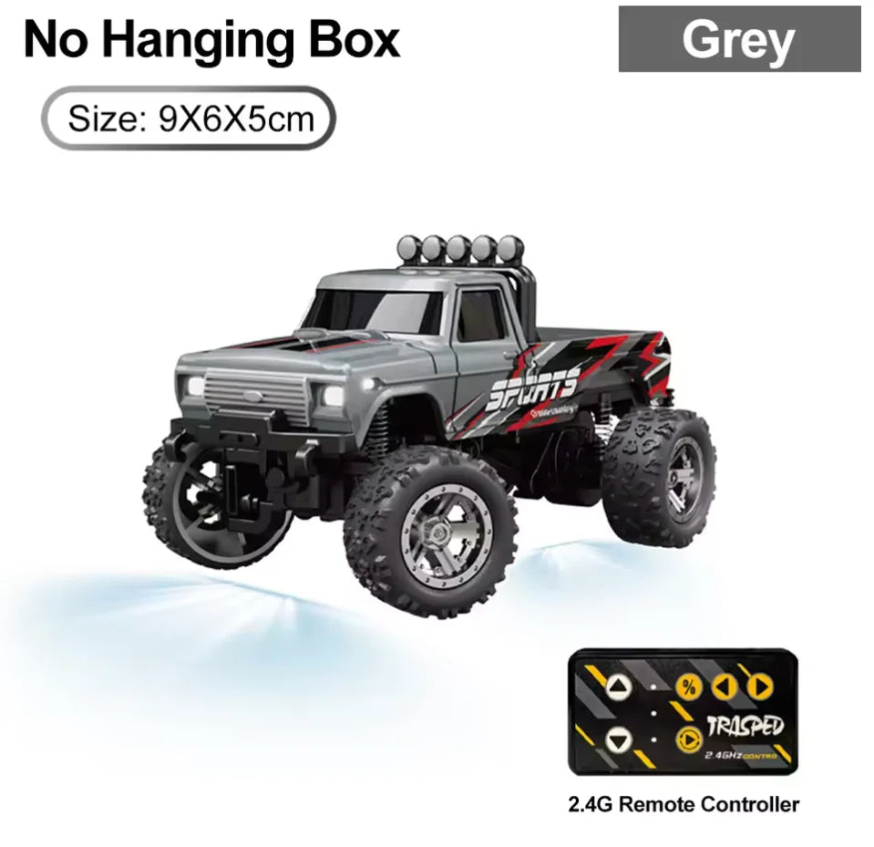 Mini Rc Truck, 1:64 Scale Monster Truck Remote Control Car With Lights，Mini Monster Truck ，Speed/Steering Adjustable